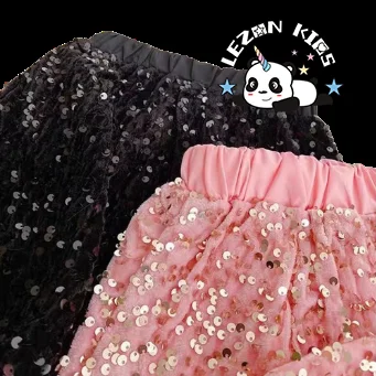 LEZONKIDS - Conjunto de Saia Cute Brilhante Sequins Personalizável Nova Explosão de Produto para Meninas Saias Chiques Saia para Meninas